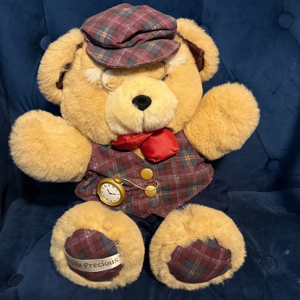 Dan Dee Teddy Precious Collectible Bear Stopwatch Spectacles‎ Plaid Corduroy 16"